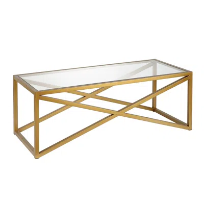 Homezia 46" Gold Glass And Steel Coffee Table