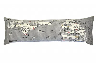 Homezia 46" White Michigan Daylight Skyline Lumbar Decorative Pillow