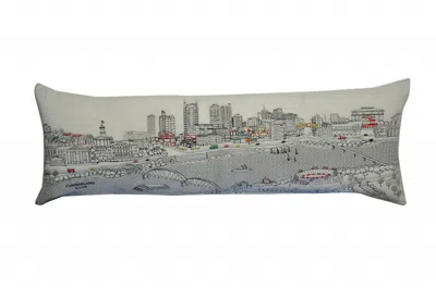 Homezia 46" White Nashville Daylight Skyline Lumbar Decorative Pillow
