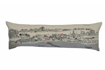 Homezia 46" White New Orleans Daylight Skyline Lumbar Decorative Pillow