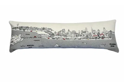 Homezia 46" White Philadelphia Daylight Skyline Lumbar Decorative Pillow