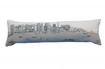 Homezia 46" White San Francisco Daylight Skyline Lumbar Decorative Pillow
