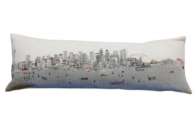 Homezia 46" White Seattle Daylight Skyline Lumbar Decorative Pillow