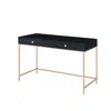 Homezia 47" Black And Gold Writing Desk With Two Drawers