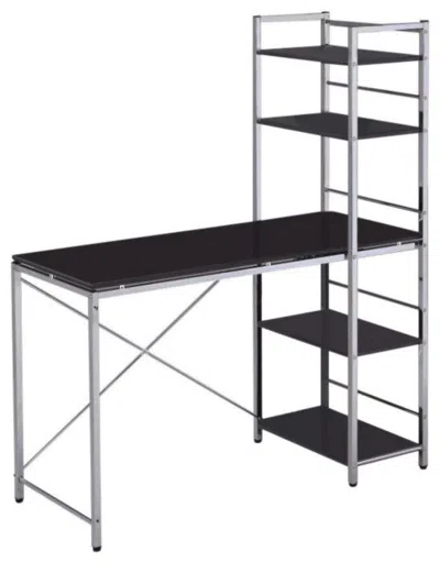 Homezia 47" Black And Silver Computer Desk