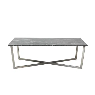 Homezia 47" Black And Silver Faux Marble Rectangular Coffee Table