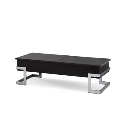 Homezia 47" Black And Silver Iron Lift Top Coffee Table