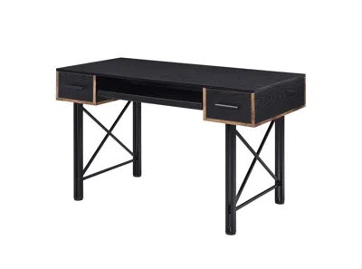 Homezia 47" Black Computer Desk With Two Drawers