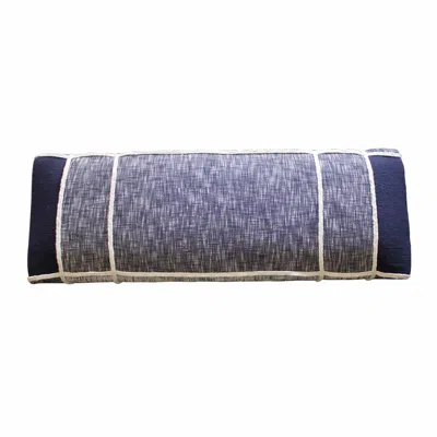 Homezia 47" Blue And Gray Textural White Leg Upholstered Bench
