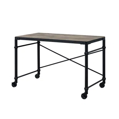 Homezia 47" Brown And Black Writing Desk In Blue