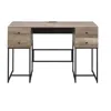 Homezia 47" Brown And Black Writing Desk With Four Drawers