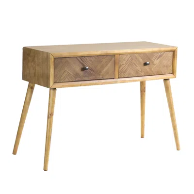 Homezia 47" Brown End Table With Two Drawers In Neutral