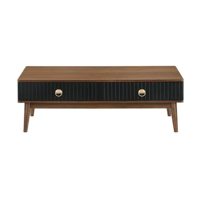 Homezia 47" Brown Solid Wood Coffee Table With Two Drawers