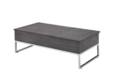 Homezia 47" Chrome And Gray Oak Rectangular Lift Top Coffee Table