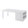 Homezia 47" Chrome And White Rectangular Coffee Table With Shelf