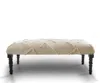 Homezia 47" Cream And Black Leg Abstract Upholstered Bench