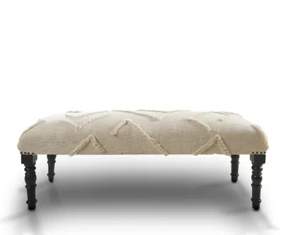 Homezia 47" Cream And Black Leg Abstract Upholstered Bench