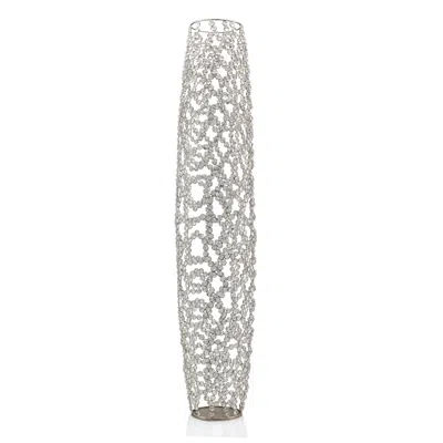 Homezia 47" Crystal Glass Silver Oval Floor Vase In Gray