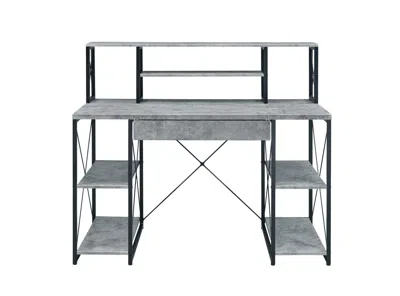 Homezia 47" Gray And Black And Black Computer Desk