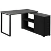 Homezia 47" Gray And Black L Shape Computer Desk With Three Drawers