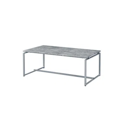 Homezia 47" Silver And Faux Concrete Pvc Veneer Rectangular Coffee Table