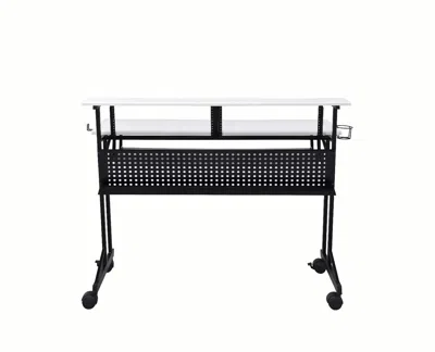 Homezia 47" White And Black Computer Desk