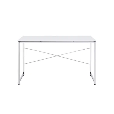 Homezia 47" White And Silver Writing Desk