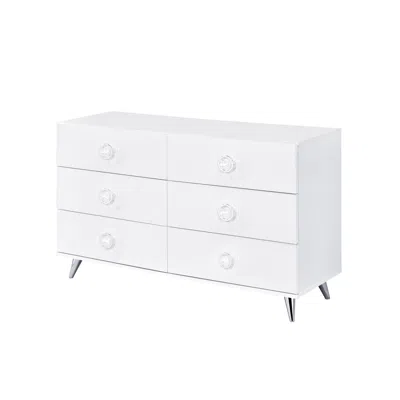 Homezia 47" White Finish Manufactured Wood Six Drawer Double Dresser