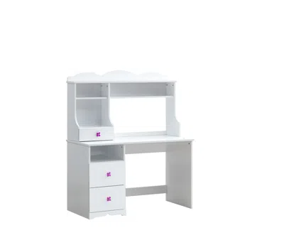 Homezia 47" White Wood Writing Desk With Two Drawers