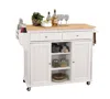 Homezia 47" X 18" X 34" Natural And White Kitchen Island