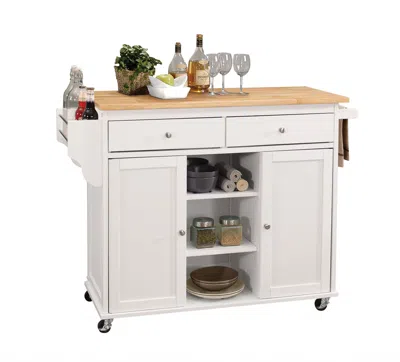 Homezia 47" X 18" X 34" Natural And White Kitchen Island In Neutral