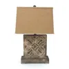 Homezia 4.75 X 11.75 X 24.75 Brown Vintage With Khaki Linen Shade - Table Lamp