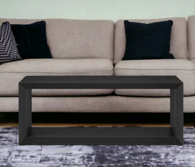 Homezia 48" Black Faux Wood Coffee Table With Shelf