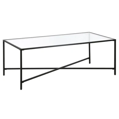 Homezia 48" Black Glass And Steel Coffee Table