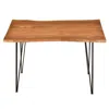 HOMEZIA 48" BROWN AND BLACK SOLID WOOD AND IRON DINING TABLE