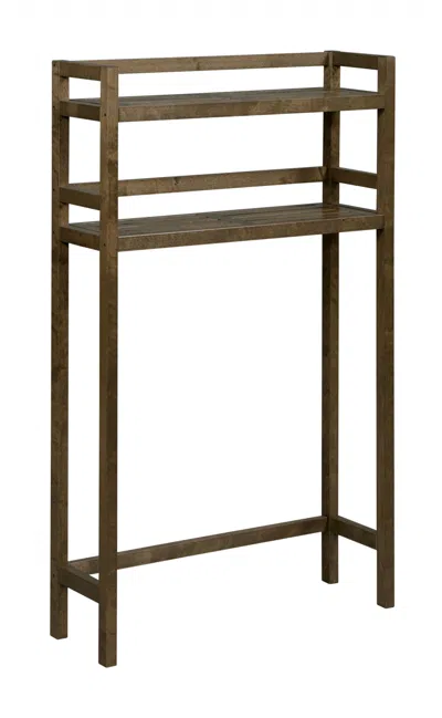 Homezia 48" Chestnut Finish 2 Tier Solid Wood Over Toilet Organizer In Brown