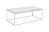 Homezia 48" Chrome And White Oak Manufactured Wood And Metal Rectangular Coffee Table