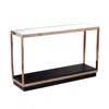 Homezia 48" Clear And Champagne Glass Floor Shelf Console Table With Storage