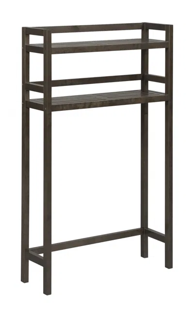 Homezia 48" Espresso Finish 2 Tier Solid Wood Over Toilet Organizer In Blue