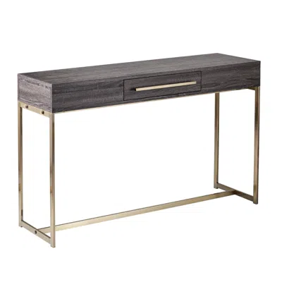 Homezia 48" Gray And Gold Sled Console Table With Storage