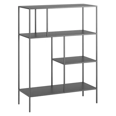 Homezia 48" Gray Metal Four Tier Geometric Bookcase