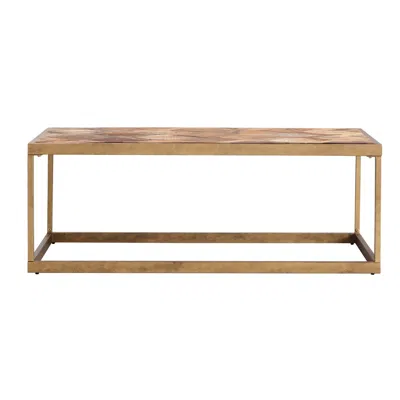 Homezia 48" Natural And Natural Brown Solid Wood And Metal Rectangular Coffee Table