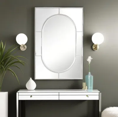 Homezia 48" Silver Metal Framed Accent Mirror In Metallic