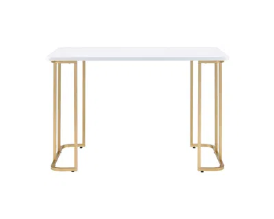 Homezia 48" White And Gold Writing Desk