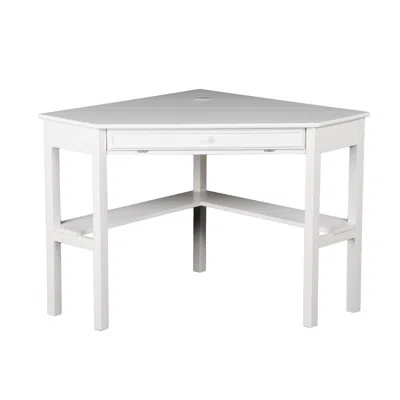 Homezia 48" White Solid Wood Corner Writing Desk