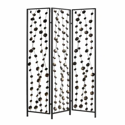 Homezia 48 X 1 X 71 Gray And Bronze Metal Falling Blooms Screen In Brown
