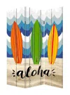 Homezia 48 X 1 X 72 Multicolor Canvas Beach Treasures - 3 Panel Screen