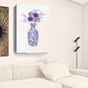 Homezia 48" X 32" Blue And White Life Floral Vase Canvas Wall Art