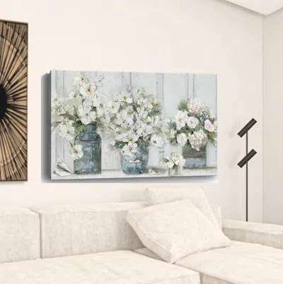 Homezia 40" X 40" Watercolor Soft Pastel Dogwood Bouquet Canvas Wall Art
