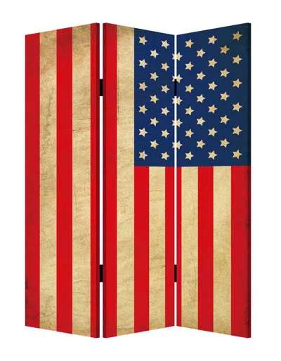 Homezia 48 X 72 Multi Color Wood Canvas American Flag Screen